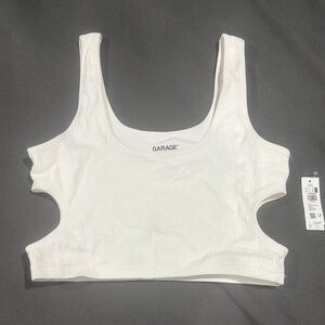 Garage Off-White Ribbed Tank cut out